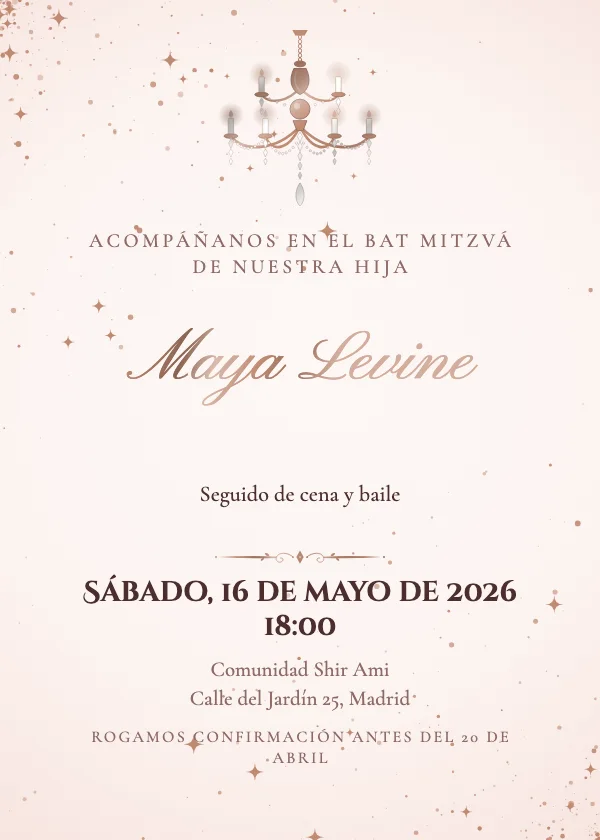 Invitación de Bar Mitzvá Salón de candelabros