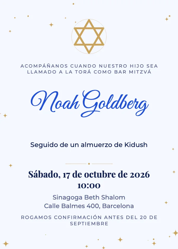 Invitación de Bar Mitzvá Estrella de David