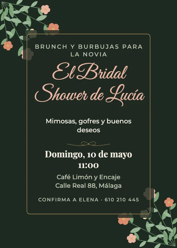 Invitación de Bridal Shower Botánico oscuro