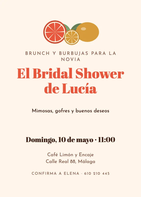Invitación de Bridal Shower Cítricos
