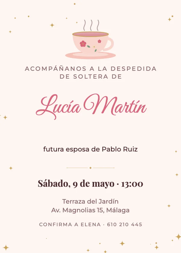 Invitación de Bridal Shower Merienda de té