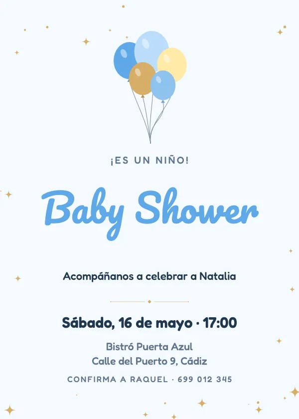 Invitación de baby shower Globos azules