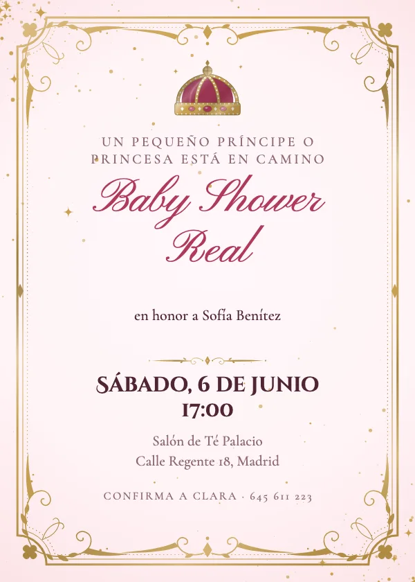 Invitación de baby shower Princesa real