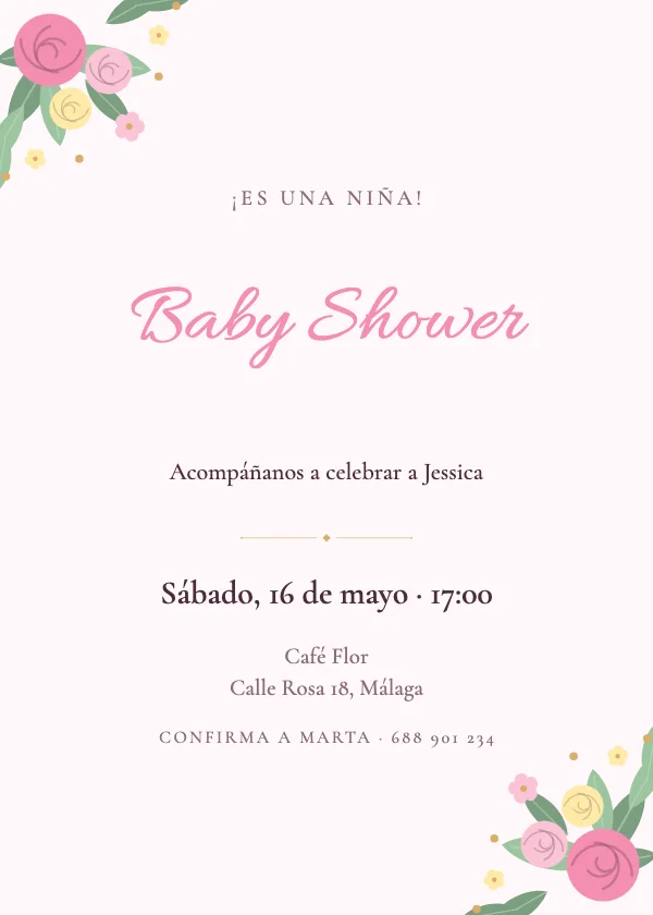 Invitación de baby shower Flores dulces