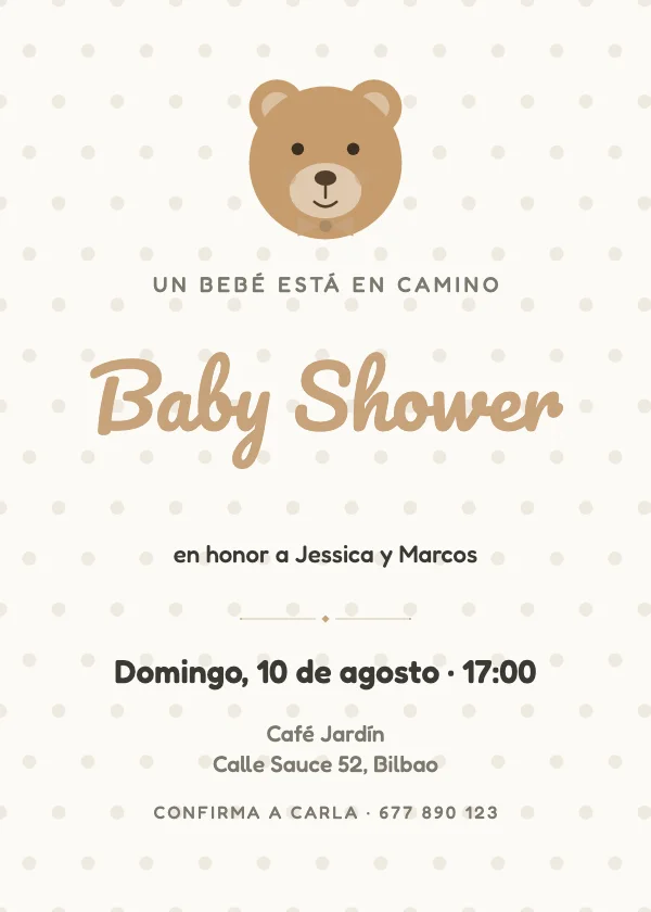 Invitación de baby shower Osito