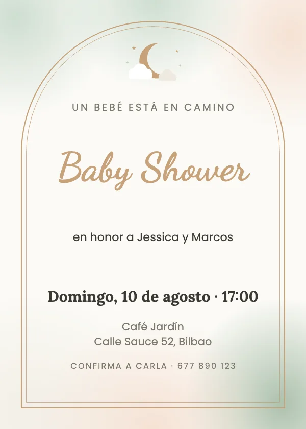 Invitación de baby shower Acuarela