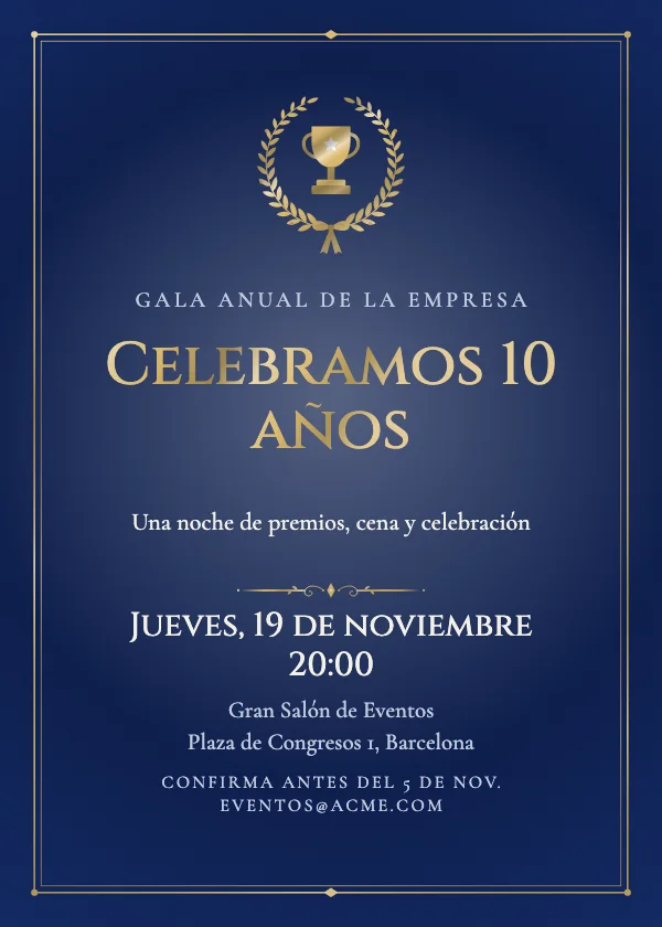 Invitación para evento Laurel de honor