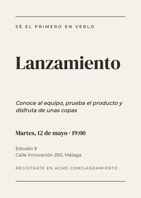 Invitación para evento Editorial