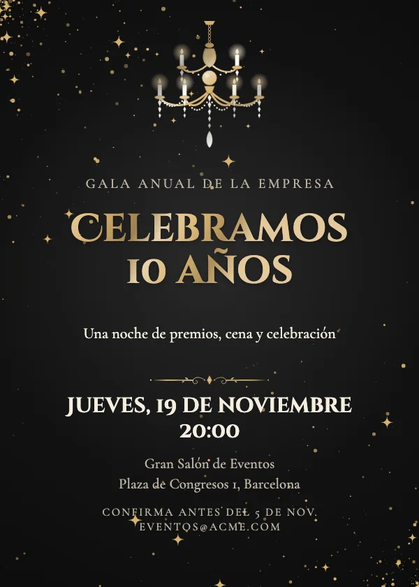 Invitación para evento Salón de candelabros