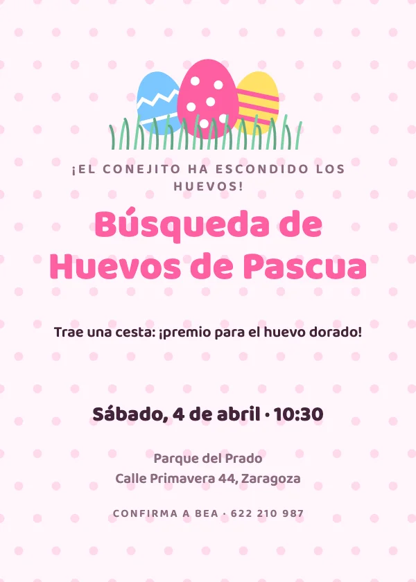 Invitación de Pascua Búsqueda de huevos