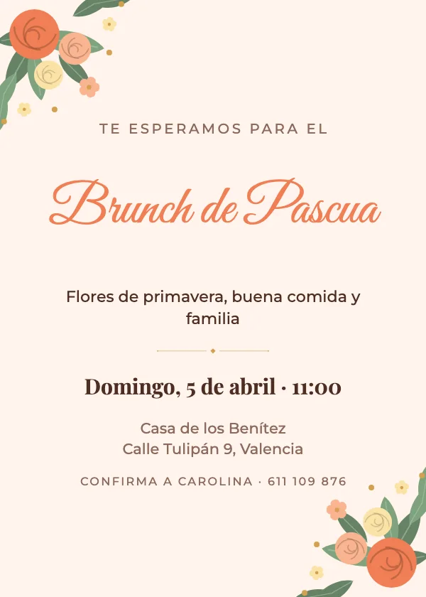 Invitación de Pascua Flores de primavera