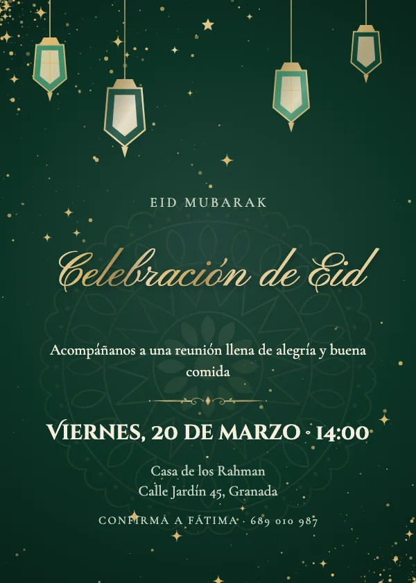 Invitación de Eid Media luna de terciopelo