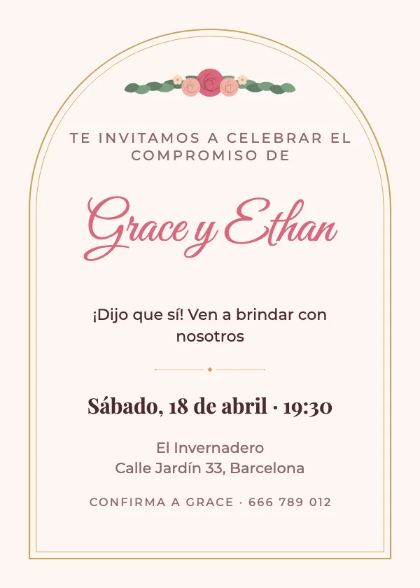 Invitación de compromiso Arco rosa