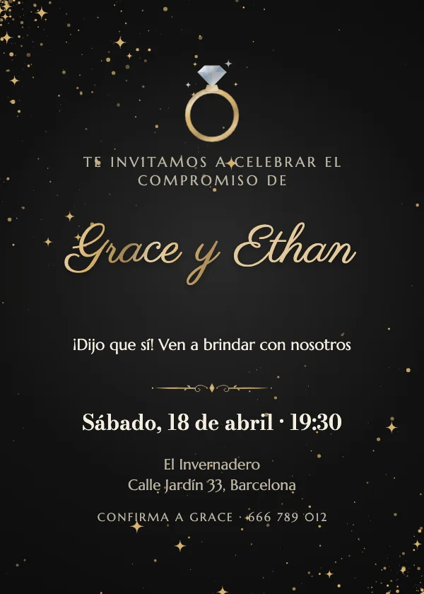 Invitación de compromiso Solitario de diamante
