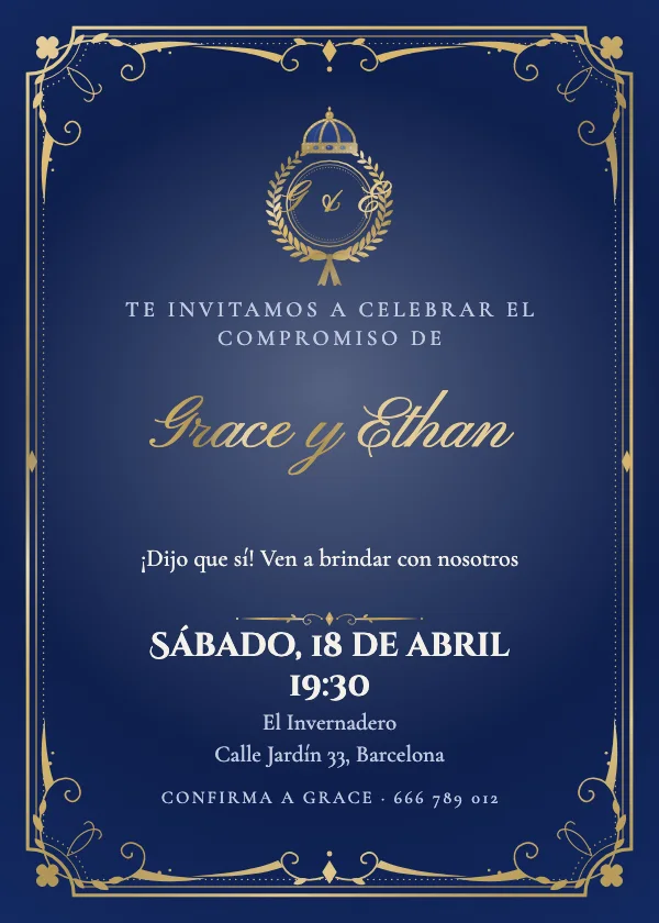 Invitación de compromiso Escudo real