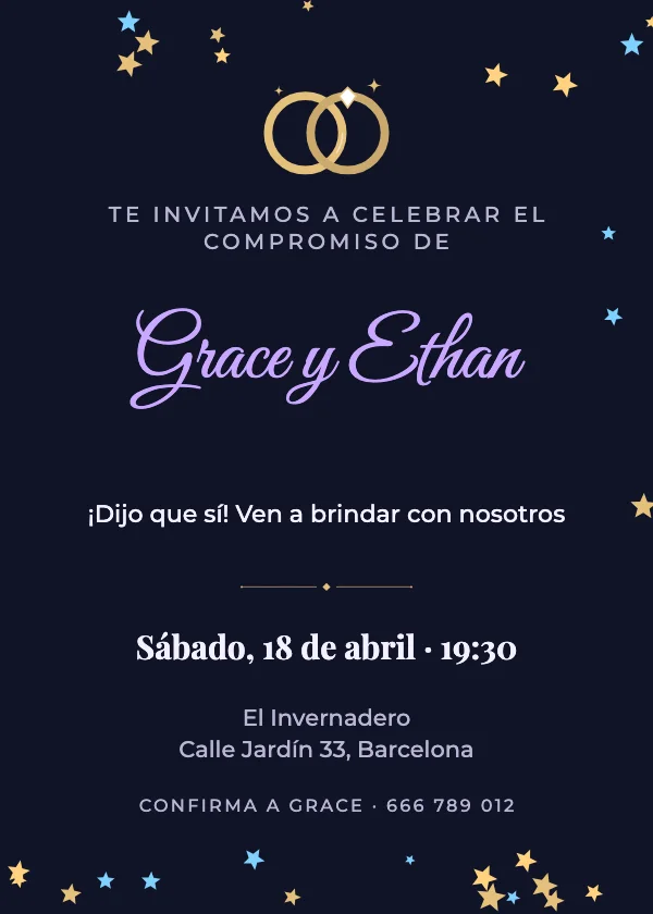 Invitación de compromiso Noche estrellada