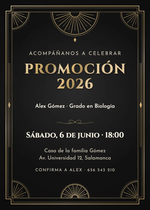 Invitación de graduación Gran art déco
