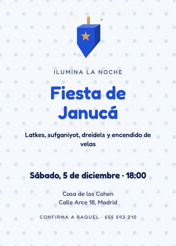 Invitación de Janucá Dreidel divertido