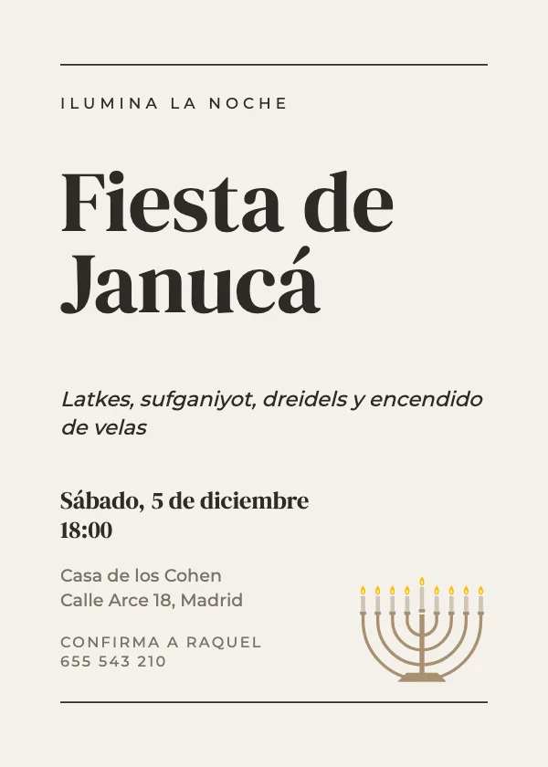 Invitación de Janucá Editorial