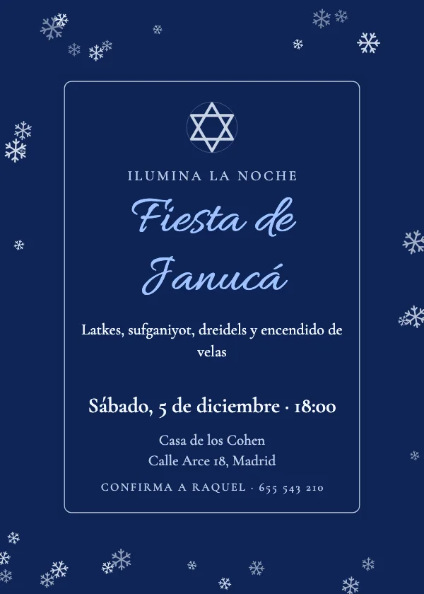 Invitación de Janucá Festival de luces