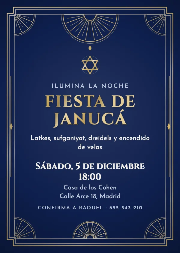 Invitación de Janucá Gran art déco