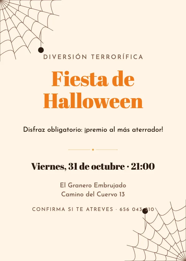 Invitación de Halloween Telaraña