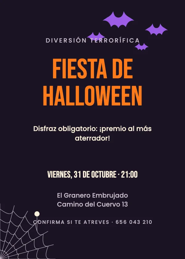Invitación de Halloween Murciélagos