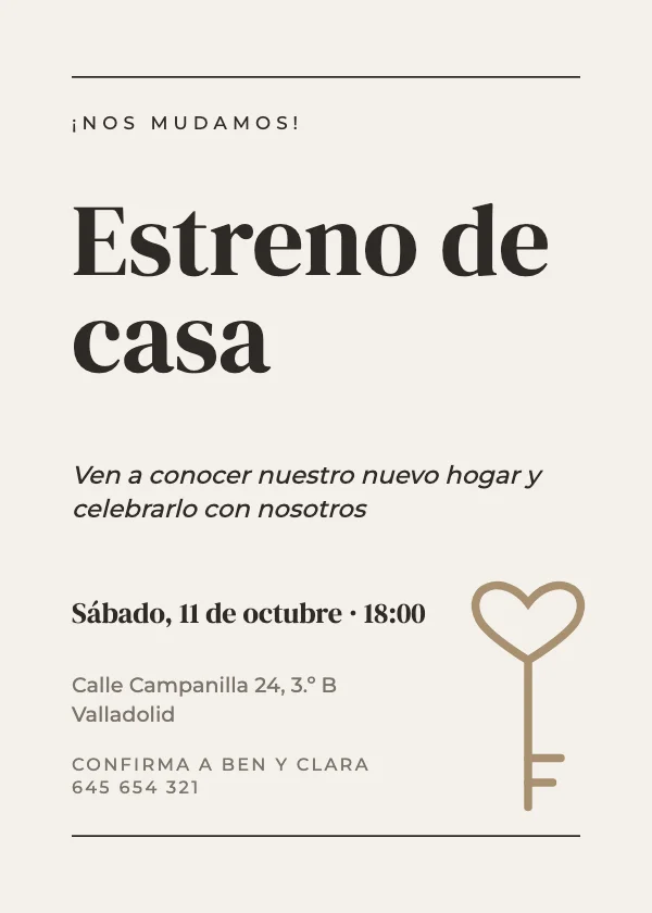 Invitación de inauguración de casa Editorial