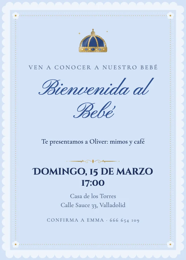 Invitación de Bienvenida al Bebé Pequeño príncipe