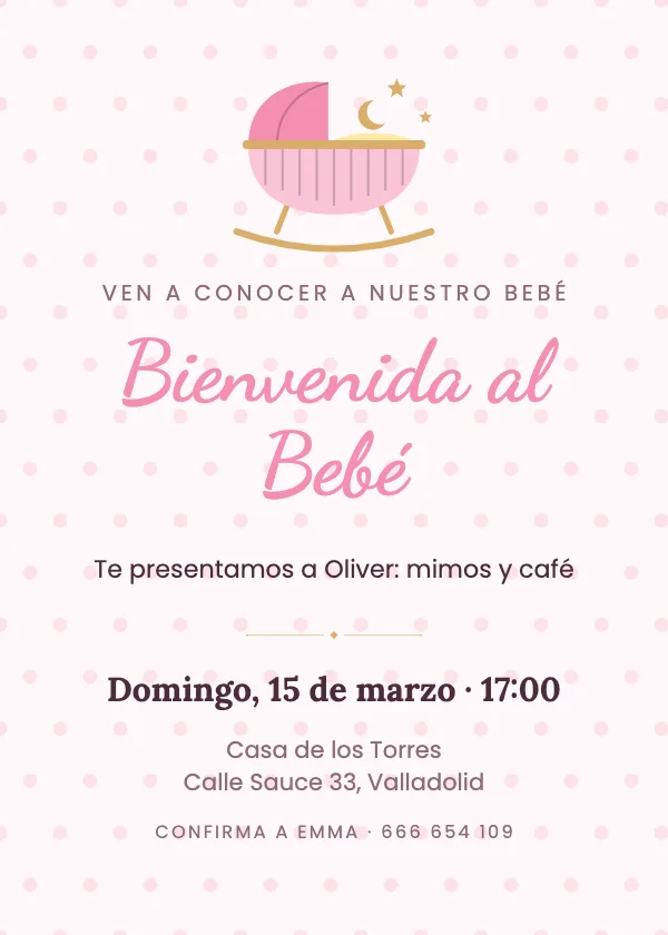 Invitación de Bienvenida al Bebé Cuna dulce