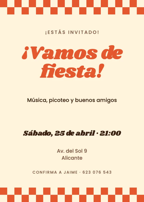 Invitación de fiesta Cuadros retro