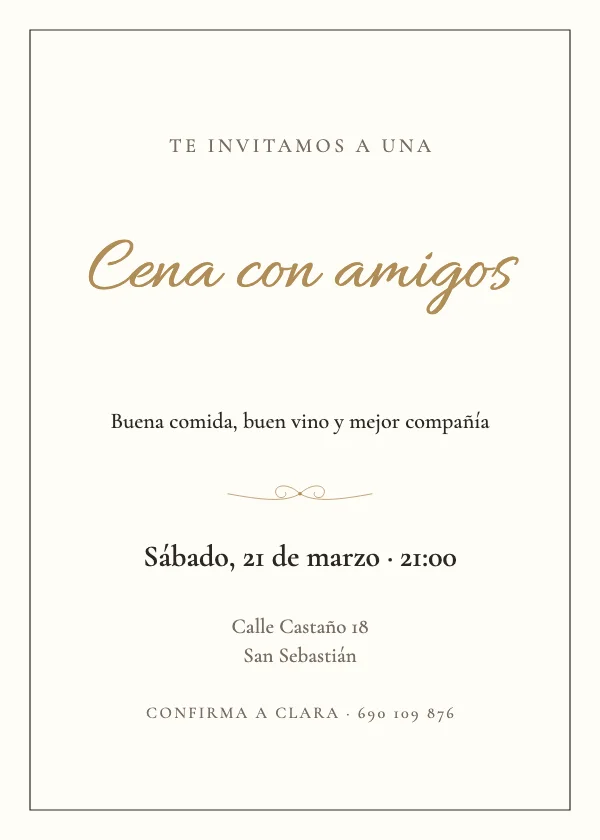 Invitación de fiesta Cena elegante