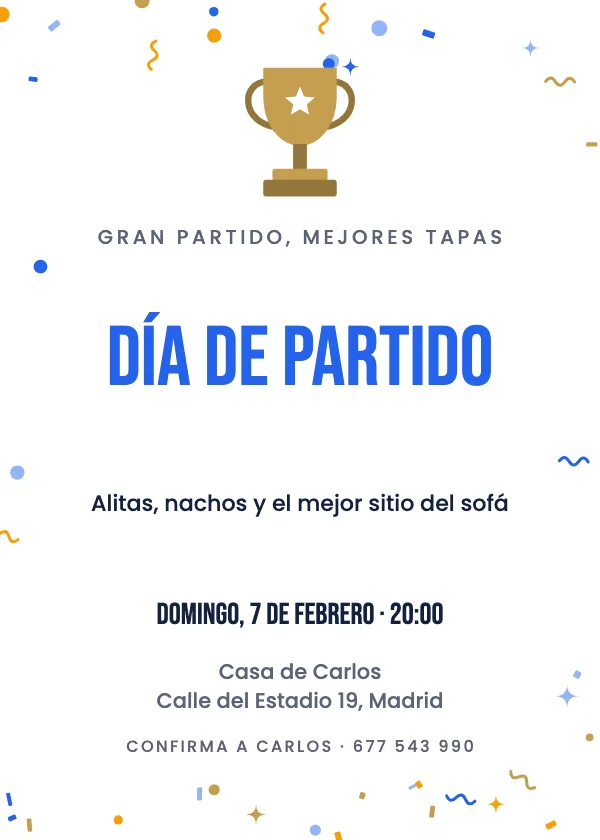Invitación de fiesta Día de partido