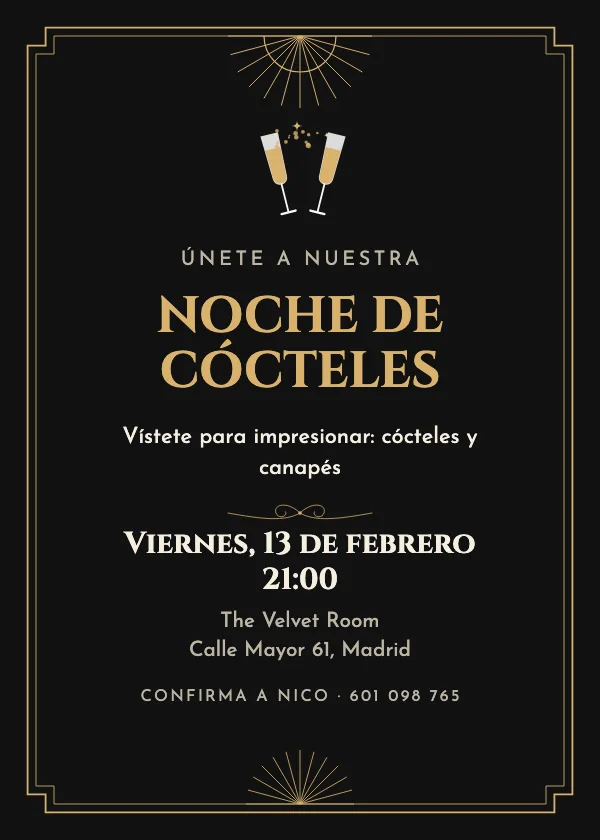 Invitación de fiesta Noche Gatsby