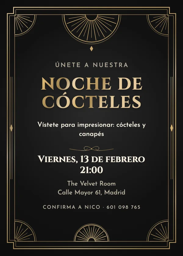 Invitación de fiesta Gran art déco