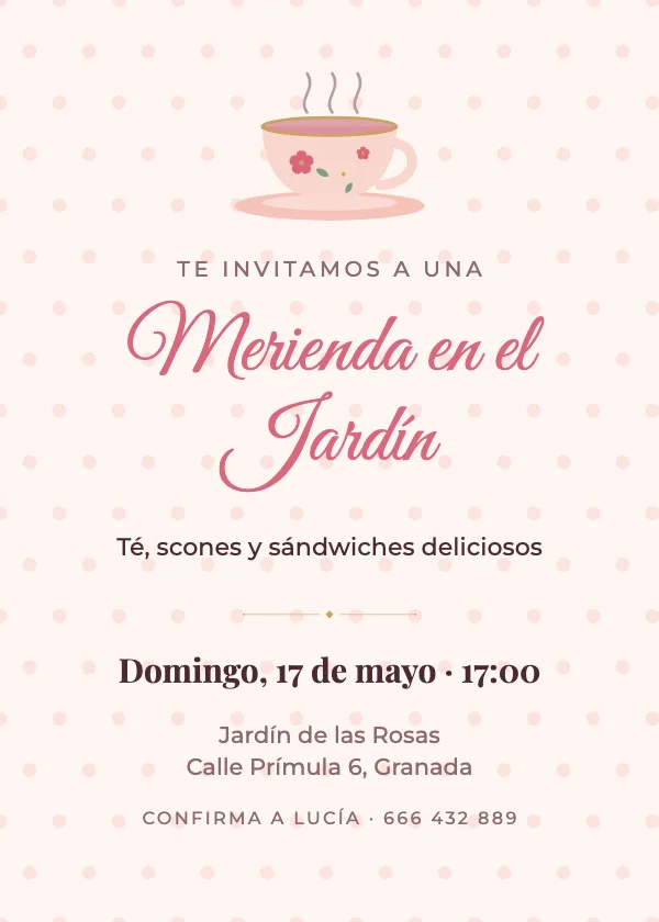Invitación de fiesta Merienda de té