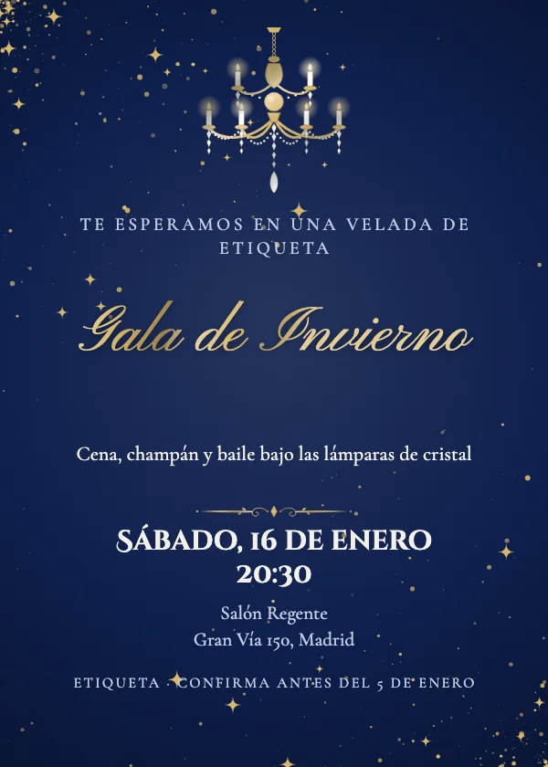 Invitación de fiesta Salón de candelabros