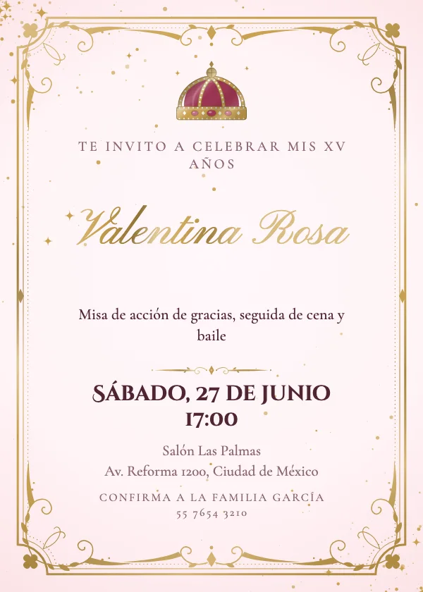 Invitación de XV Años Tiara real