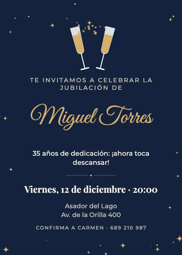 Invitación de jubilación Brindis
