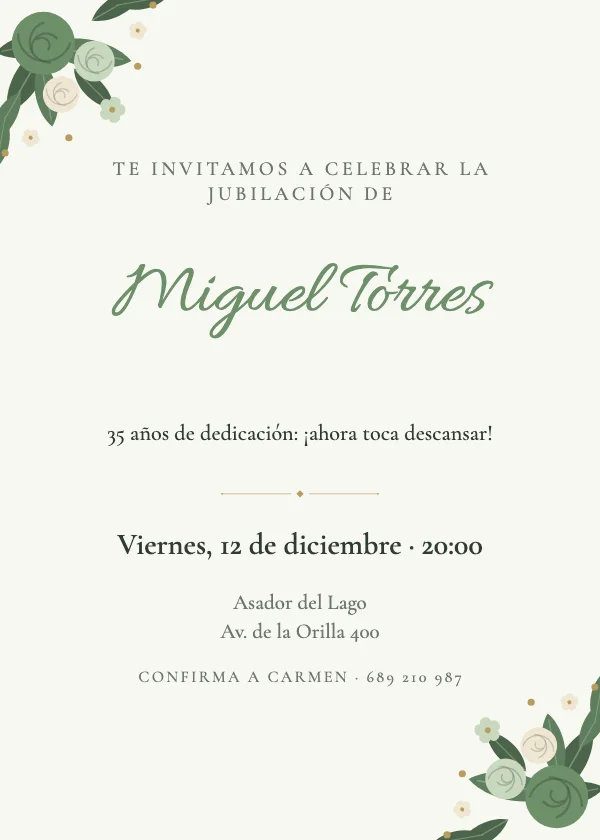 Invitación de jubilación Jardín