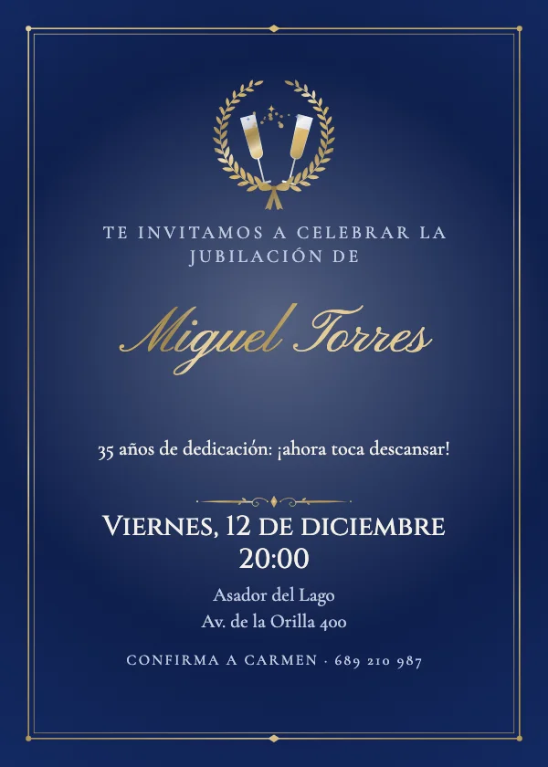 Invitación de jubilación Laurel de honor