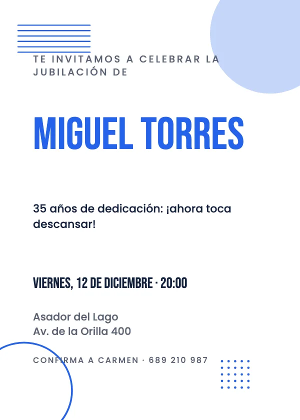 Invitación de jubilación Moderna