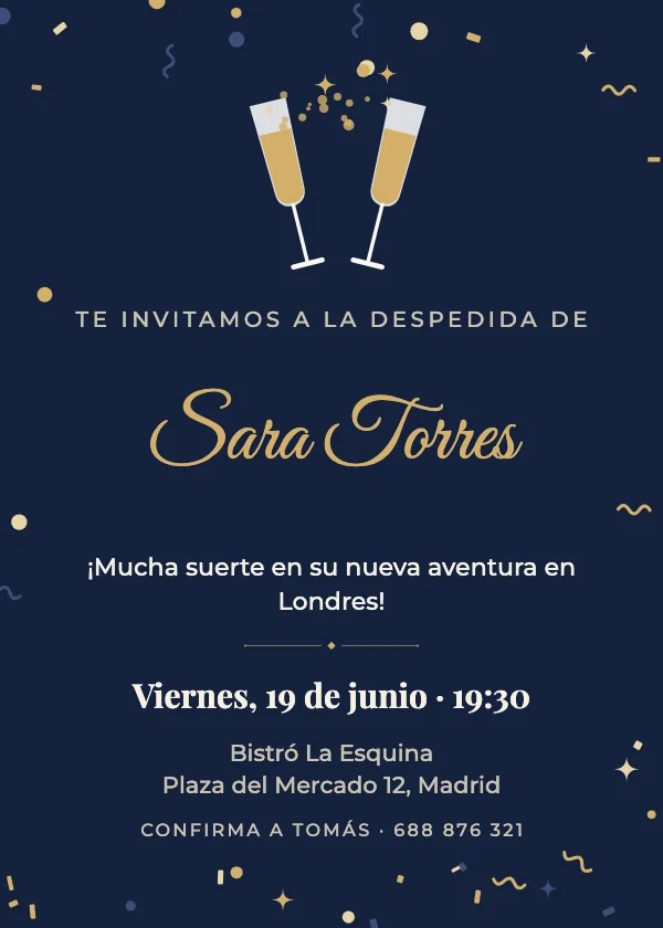 Invitación de Reencuentro Brindis con champán