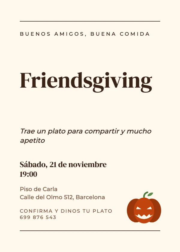 Invitación de Acción de Gracias Editorial