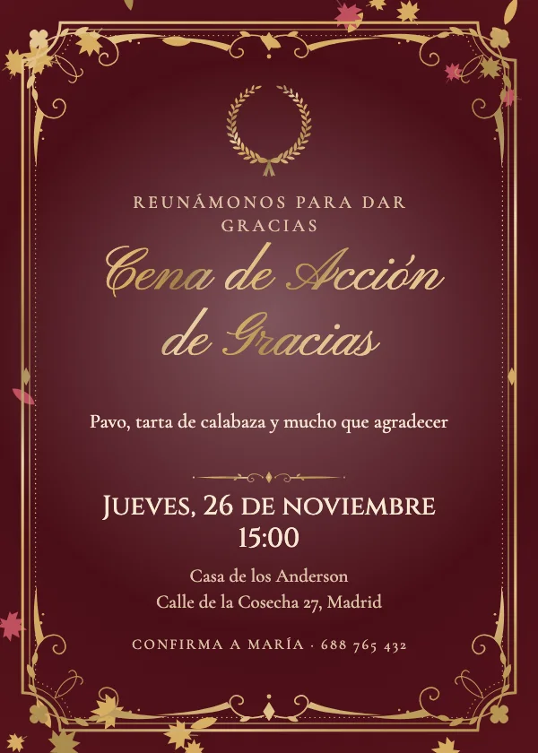 Invitación de Acción de Gracias Terciopelo otoñal