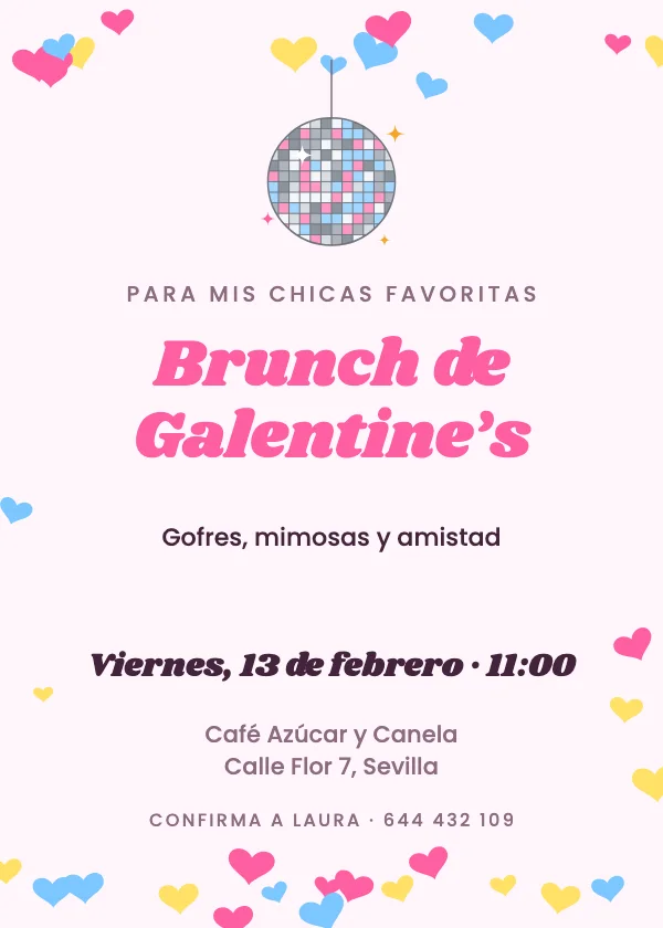 Invitación de San Valentín Bola de discoteca