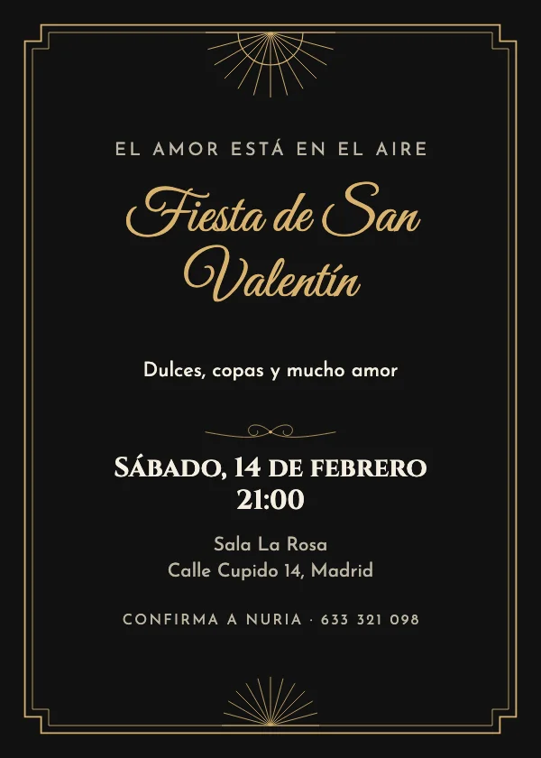 Invitación de San Valentín Romance noir