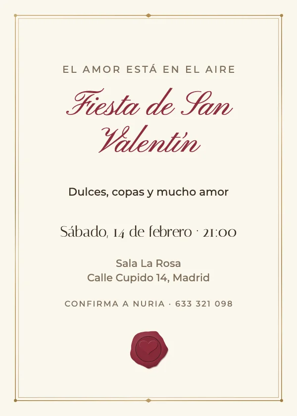 Invitación de San Valentín Sello de lacre