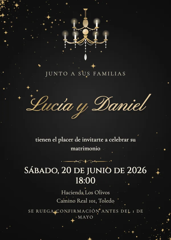 Invitación de boda Salón de candelabros