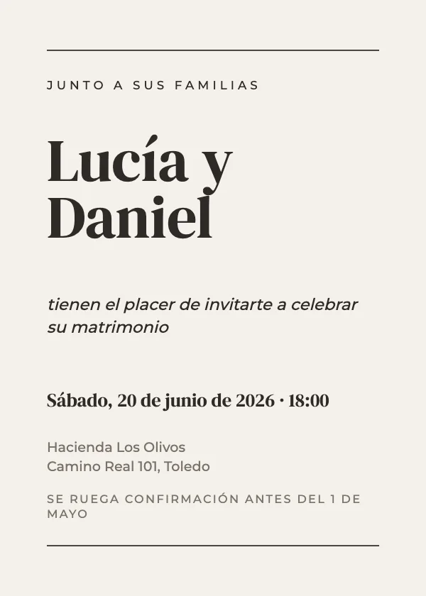 Invitación de boda Editorial